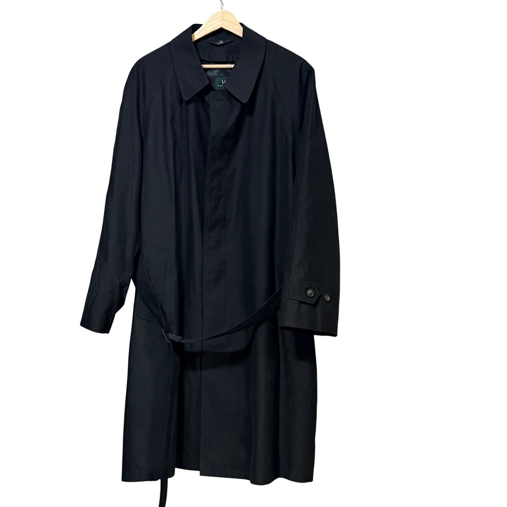 Lauren Ralph Lauren Mens Black Trench Coat Belted Zip Out Liner 40S Overcoat